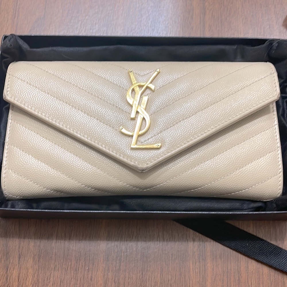 YSL TAUPE wallet.